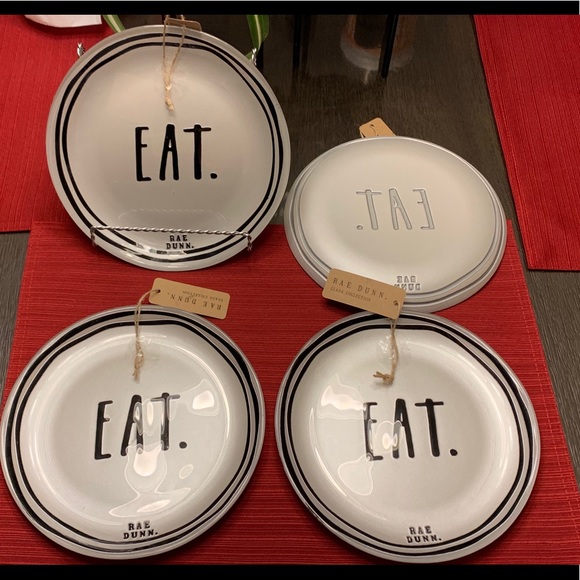 Rae Dunn Dining Rae Dunn Eat 4 Set Plates Rare Poshmark